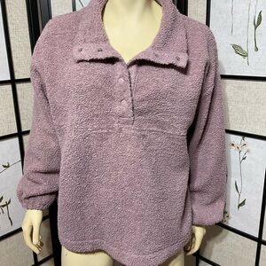 LOFT Mauve Pebbled Fleece Sweatshirt with Fleece Lining Size L